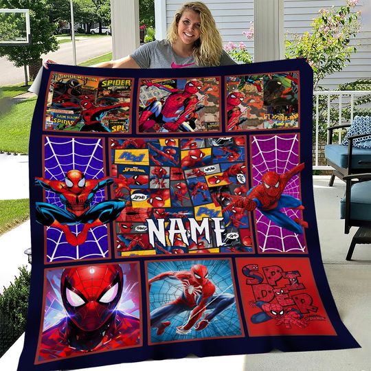 Custom Spiderman Blanket, Custom Name Spiderman Birthday Blanket, All Spiderman Blanket Gift, Christmas Blanket Gift