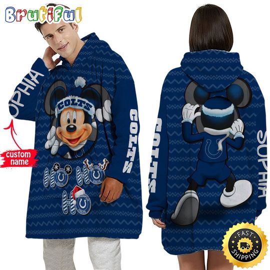 Personalized football Indianapolis Colts Blanket Hoodie Mickey Unisex Hoodie