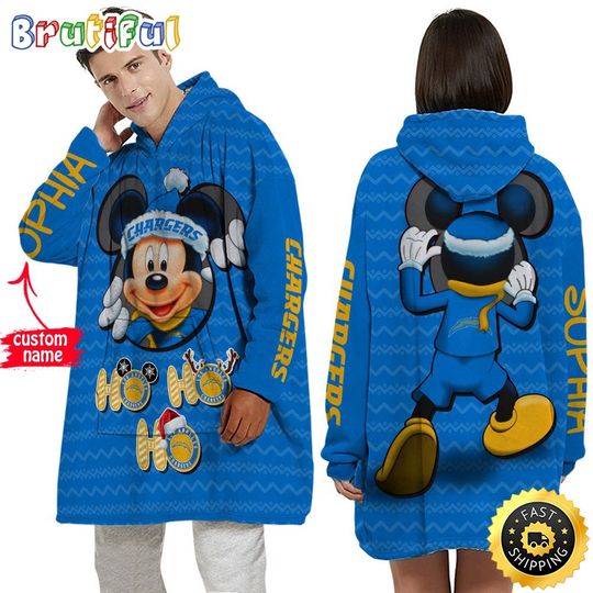 Personalized football Los Angeles Chargers Blanket Hoodie Mickey Unisex Hoodie