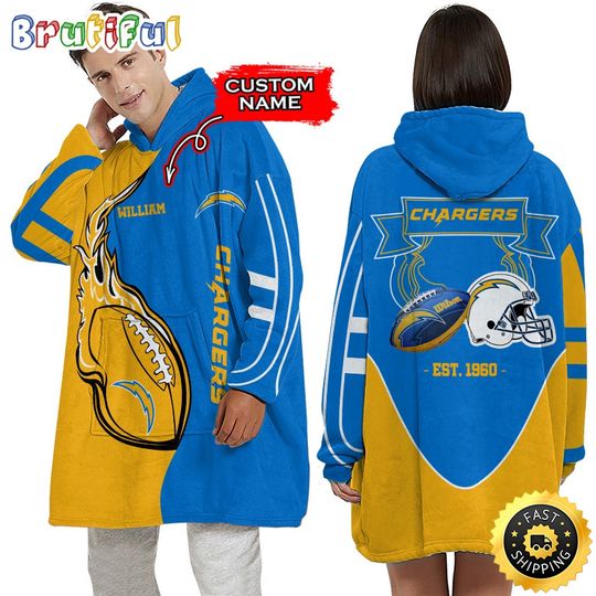 Personalized football Los Angeles Chargers Blanket Hoodie Unisex Hoodie For Football Fans