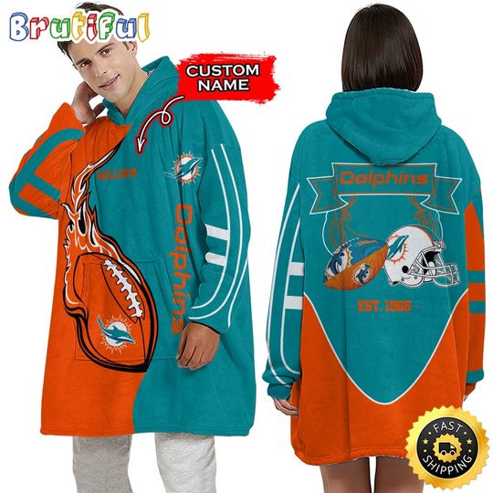 Personalized football Miami Dolphins Blanket Hoodie Unisex Hoodie For Football Fans