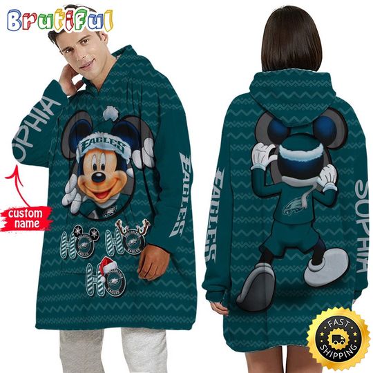 Personalized football Philadelphia Eagles Blanket Hoodie Mickey Unisex Hoodie