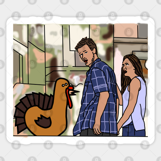 Boyfriend Distracted by Thanksgiving - Holidays - Sticker