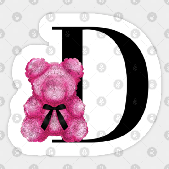 Monogram Teddy Bear D - D - Sticker