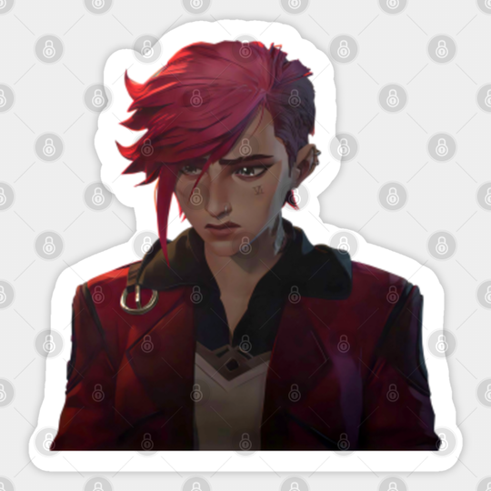 Sad Vi The Piltover Enforcer - Arcane lol League of Legends (Choose Your Background Color) - Vi Arcane - Sticker
