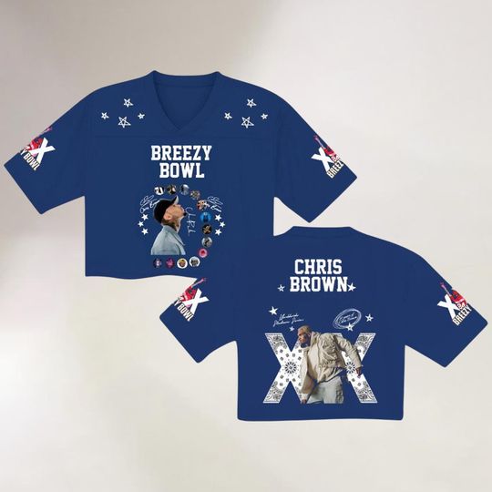 Chris Brown Breezy Bowl Crop Top Baseball Jersey Mesh | Breezy Bowl XX 2025 Shirt | Concert Outfit | Breezy Bowl|Out Fit Fans