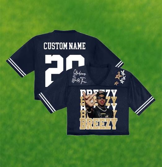 Custom Chris Brown Jersey Shirt, Breezy Stadium World Tour Fan Crop Top, Black Hip Hop Streetwear Concert Outfit,Personalized Music Gift Tee