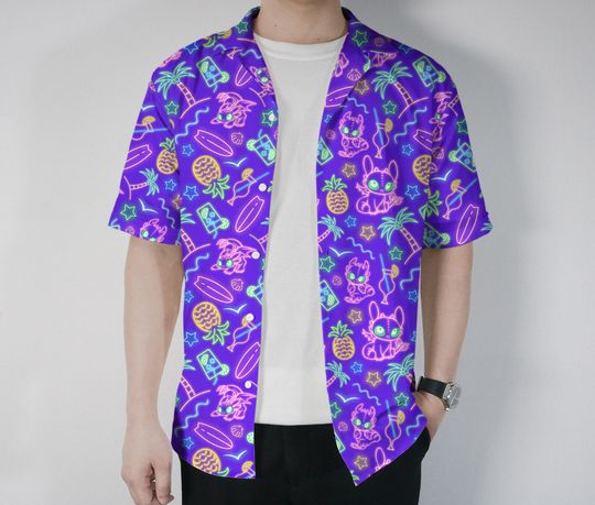 Toothless Neon Hawaiian Shirt and Shorts Set  Unisex Tropical Dragon Beach Outfit