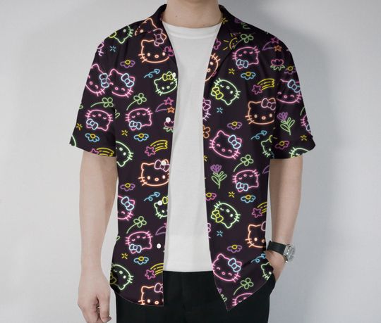 Hello Kitty Hawaiian Shirt Tropical Button Up Shirt