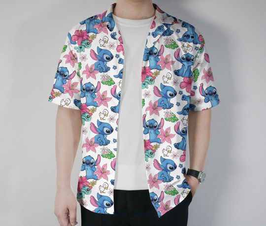 Stitch Hawaiian Shirt Summer Aloha Hawaii Set Tropical Button Up Shirt Family Hawaii Short