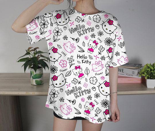 Hello Kitty T-Shirt Aloha Tropical T-Shirt Funny Family Shirt Summer Unisex Tshirt