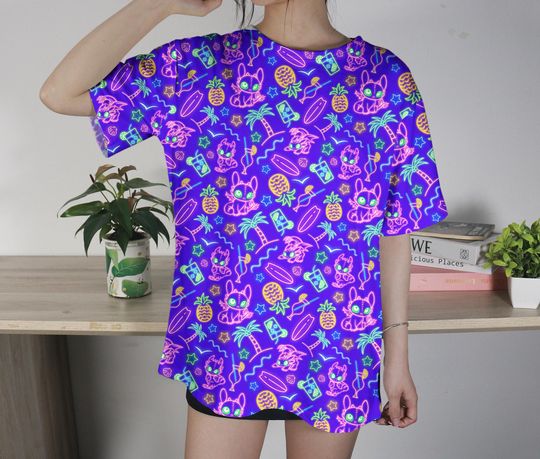 Toothless Neon Tropical T-Shirt, Cute Beach Dragon Tee