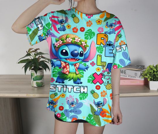 Stitch Shirt Aloha Tropical T-Shirt Funny Alien Stitch T-Shirt