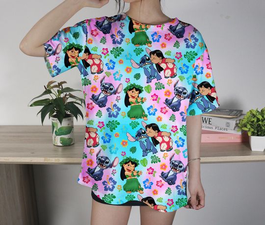 Lilo Stitch T-shirt Aloha Tropical Shirt Funny Family T-Shirt