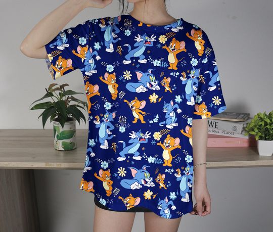 Tom And Jerry T-shirt Aloha Funny Unisex Tshirt Summer Family T-Shirt