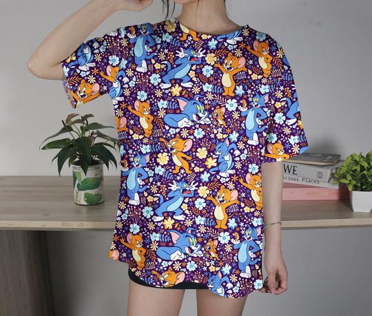 Tom And Jerry T-shirt Aloha TShirt Summer Family T-Shirt Jerry Unisex Tee Shirt