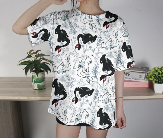 Toothless and Light Fury T-Shirt, Cute Dragon Couple Tee, Unisex Shirt, Toothless T-Shirt