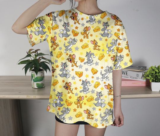 Tom And Jerry T-shirt Aloha Tropical Tshirt Cartoon Tom And Jerry Shirt