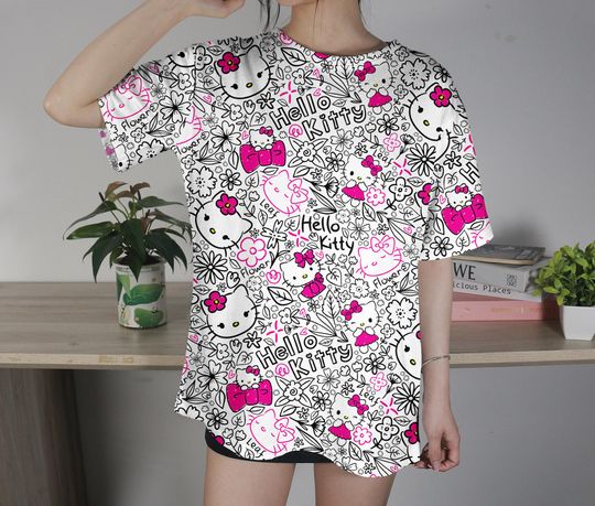 Hello Kitty T-Shirt Aloha Tropical T-Shirt Funny Family Shirt