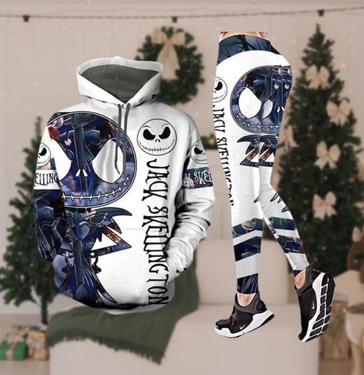 Jack Skellington Hoodie, Skellington Horror Legging, Nightmare Before Christmas Movie Gift, Disney Character Cosplay Pants For Women