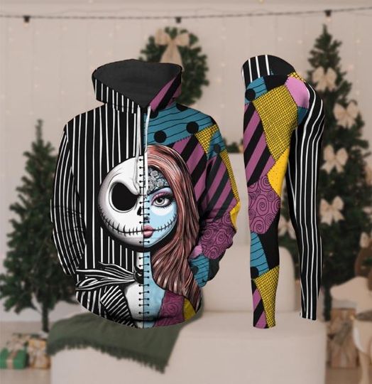 Halloween Jack And Sally Hoodie/Leggings, Nightmare Before Christmas Hoodie, Halloween Movie Shirt, Yoga Pants, Skellington Sally Costume