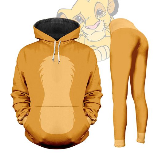 Simba Hoodie Legging, Lion King Cosplay Outfit, Simba Costume Hoodie, Disney Halloween Cosplay Suit, Halloween Costume Gift For Her