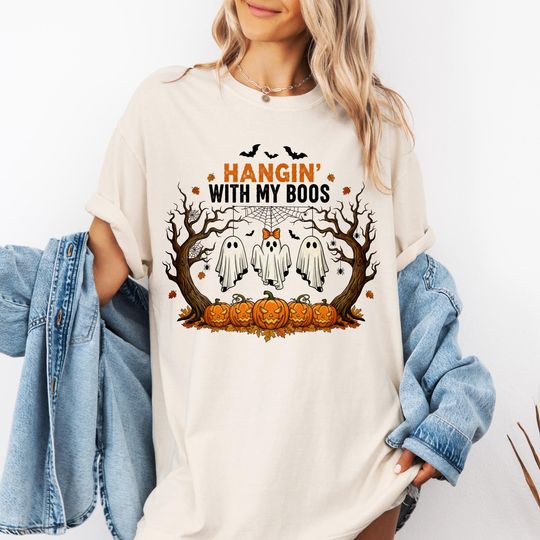 Halloween Ghost T-Shirt, Fall Spooky Season Tee, Hanging With My Boos Halloween Shirt