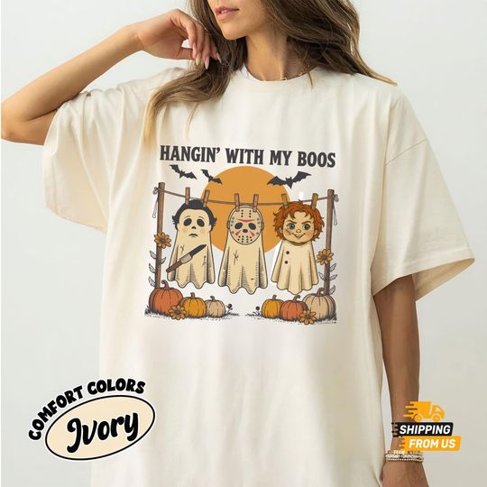 Hangin With My Boo Shirt, Halloween Horror Unisex Tee, Michael Jason Chucky Fan Shirt