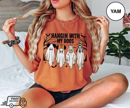 Disney Mickey and Friends Halloween T-Shirt with Hanging Ghosts Design