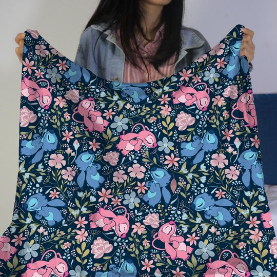 Stitch Fleece Blanket  Funny Angel Blanket