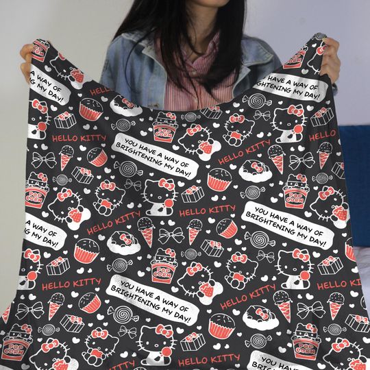 Hello Kitty Fleece Blanket, Cute Soft Cotton Throw Blanket
