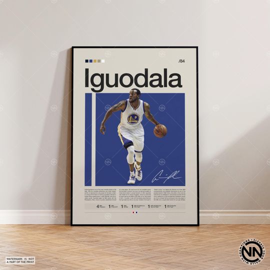 Andre Iguodala Poster, Golden State Warriors, NBA Poster, Sports Poster, Mid Century Modern, Basketball Gift, Sports Bedroom Posters