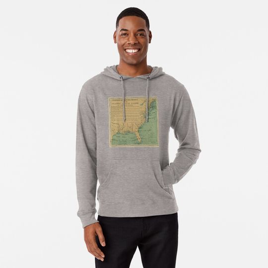 Vintage Atlantic and Gulf Coast Lighthouse Map (1898) Lightweight Hoodie