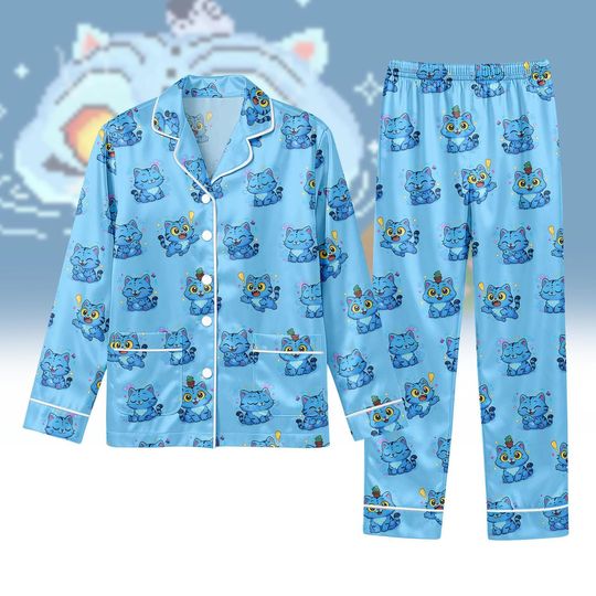 Derpy Tiger Long Pajamas, Demon Hunter Tiger Pajamas Pants, Blue Tiger Holiday Pajamas, Sleepwear For Kids And Adult