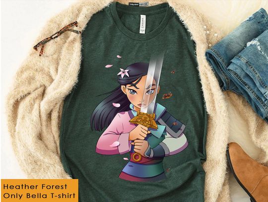 Disney Mulan Anime Half Girl Half Warrior Graphic T-Shirt, Disney Princess Shirt