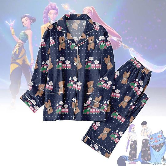 Vintage Kpop Demon Hunters Pajamas, Rumi Huntrix Sleepwear, Rumi Cosplay Midnight Shirt, Demon Hunters Merch