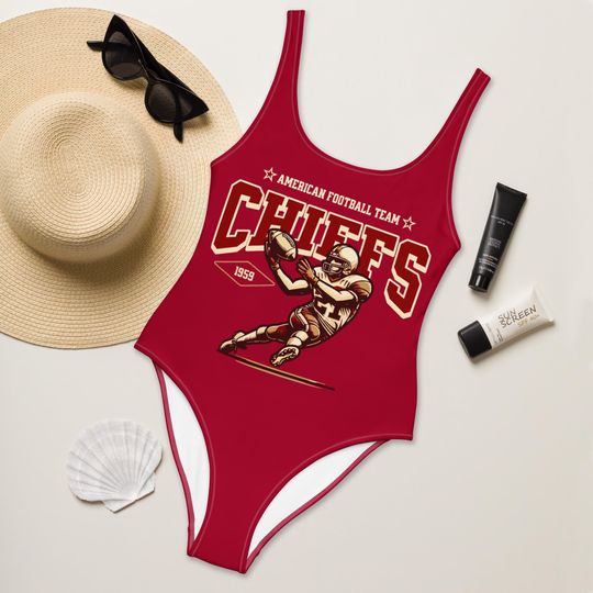 Chiefs Football Swimsuit, Team Swimwear, Sports Swimwear