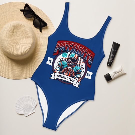 Patriots Football Swimsuit, Team Swimwear, Sports Swimwear