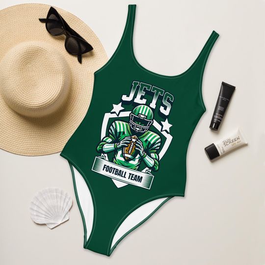 Jets Football Swimsuit, Team Swimwear, Sports Swimwear