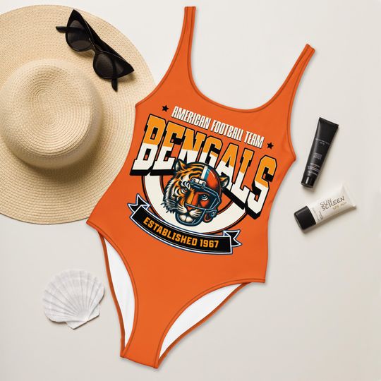 Bengals Football Swimsuit, Team Swimwear, Sports Swimwear