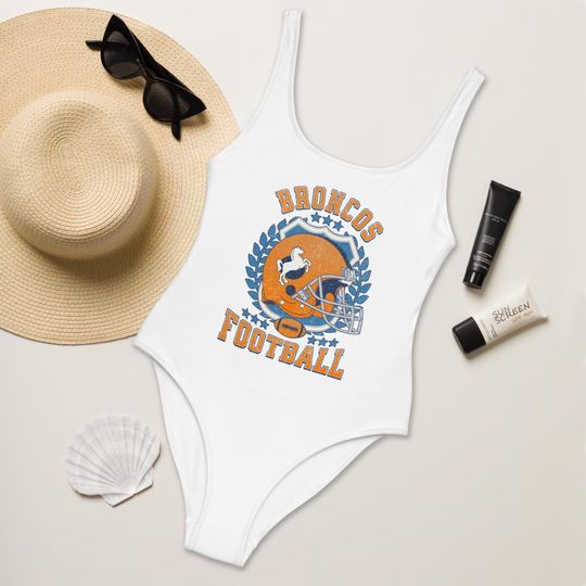 Broncos Football Swimsuit, Team Swimwear, Sports Swimwear