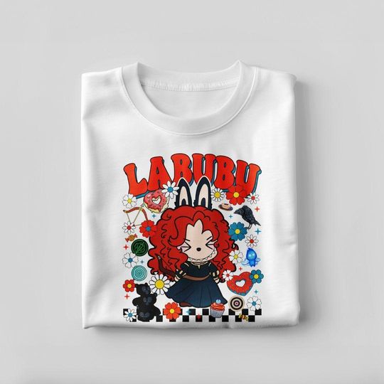 Gothic Labubu Girl Shirt - Dark Cute Red Hair Bunny Cartoon Graphic Tee