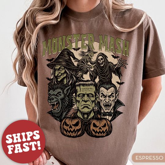 Monster Mash T-Shirt, Retro Halloween Shirt, Horror Shirt for Halloween, Spooky Tee