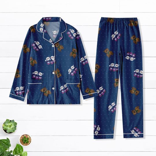 Bears and Choo-Choo Train Pajamas Set, Cute Bear Pajamas Women, Rumi Kpop Teddy Pajamas Set, Choo Choo Train Thick Pajamas Women