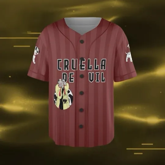 Personalized Cruella de Vil 101 Dalmatians Halloween Baseball Jersey Shirt