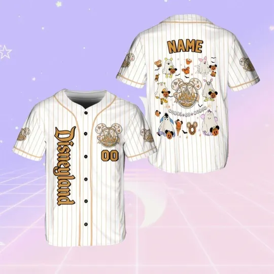 Personalized Winnie The Pooh Halloween Castle Coquette Baseball Jersey Shirt