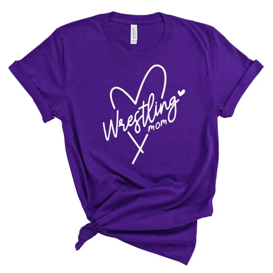 Wrestling Mom Heart Design Unisex Cotton Jersey T-Shirt