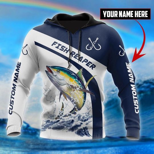 Personalized 3D Unisex Tuna Fishing Hoodie with Front Pocket Pullover
