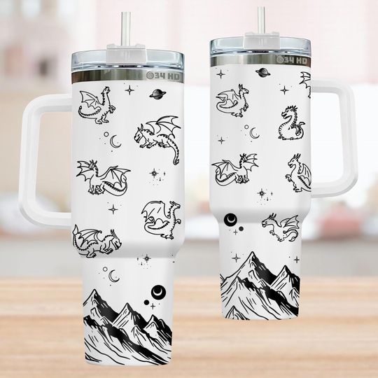 Velaris City of Starlight 40 oz Tumbler with Handle, Coffee & Fantasy Book Lover Gift