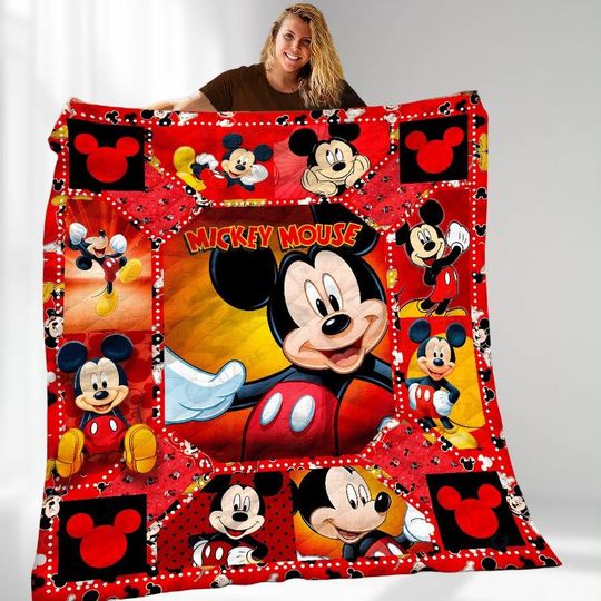 Halloween Mickey Mouse Quilt Blanket, Disney Cartoon Bed Throw for Kids Room